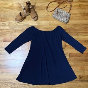 Navy Off The Shoulder Dress